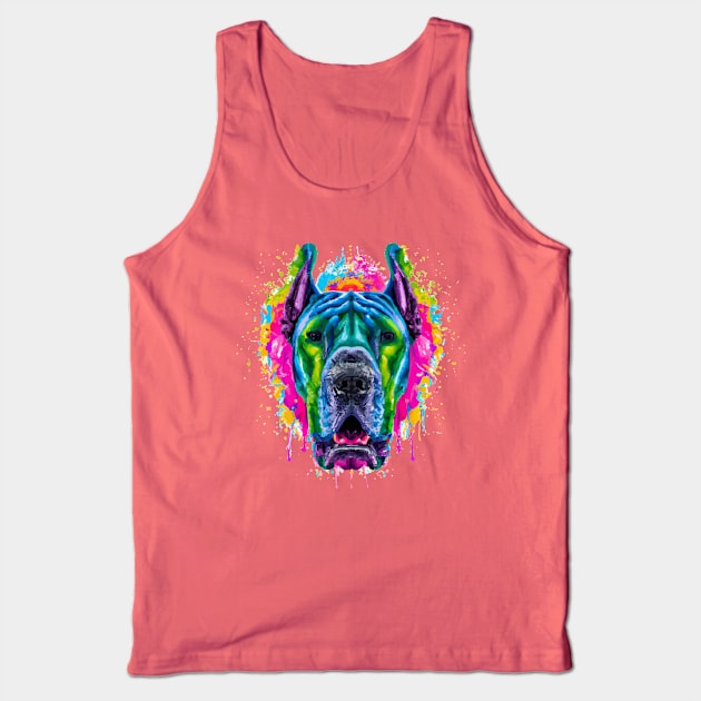 Great Dane German Mastiff Mural Art Print Tank Top by Furrban